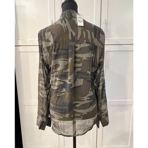 NWT Express The Portofino Shirt Sheer Camo Shirt Blouse Women's S $59 Camouflage - Picture 5 of 6